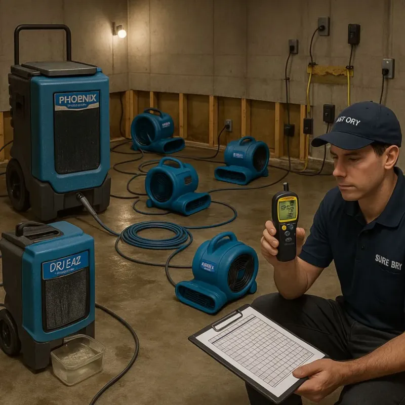 Structural Drying and Dehumidification process in Paramount-Long Meadow, MD